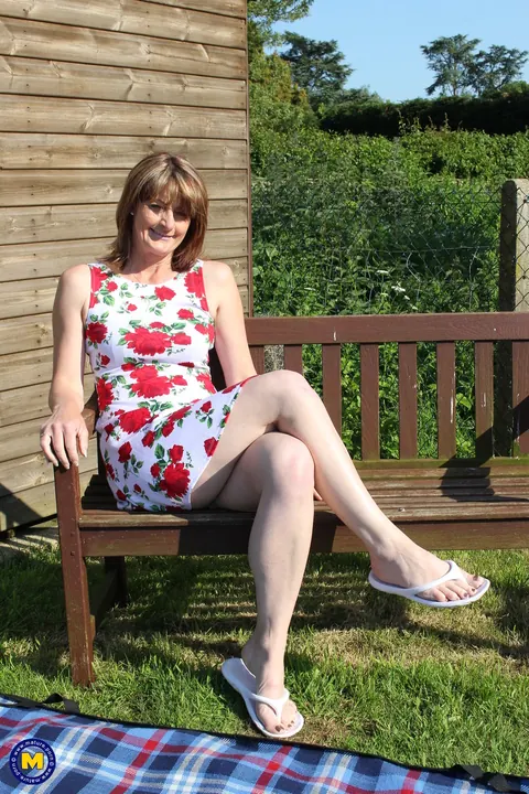 European Redhead MILF Strips Out of Her Dress Outdoors – photo 1 of 20
