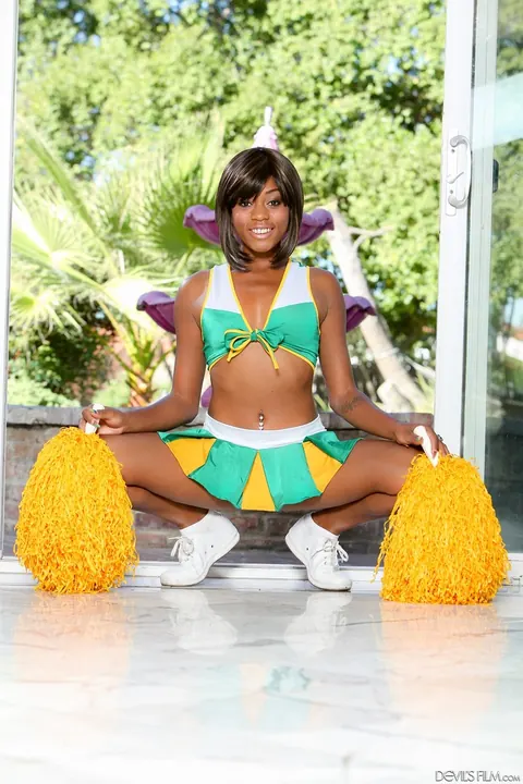 Karma May: Ebony Babe with Small Tits Strips and Spreads Her Pussy – photo 4 of 15