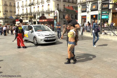 Aris Dark: Blonde Latina with Big Tits Tied Up in Public BDSM – photo 3 of 20