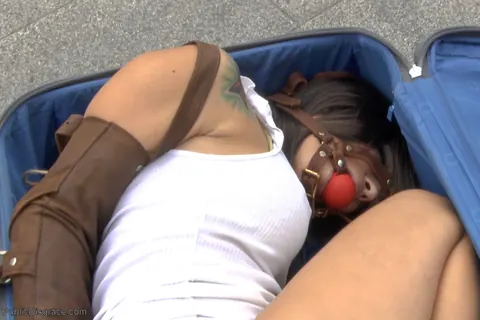 Aris Dark: Blonde Latina with Big Tits Tied Up in Public BDSM – photo 1 of 20