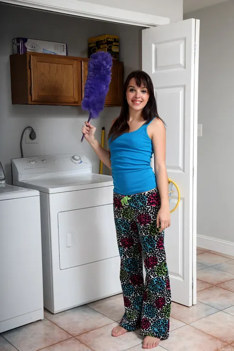 Slim Brunette Strips Nude and Uses a Dildo – photo 2 of 21