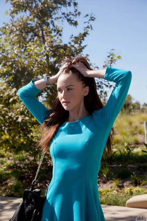 Jayden Taylors: Slim Brunette in Glasses Flashes Outdoors – photo 11 of 12
