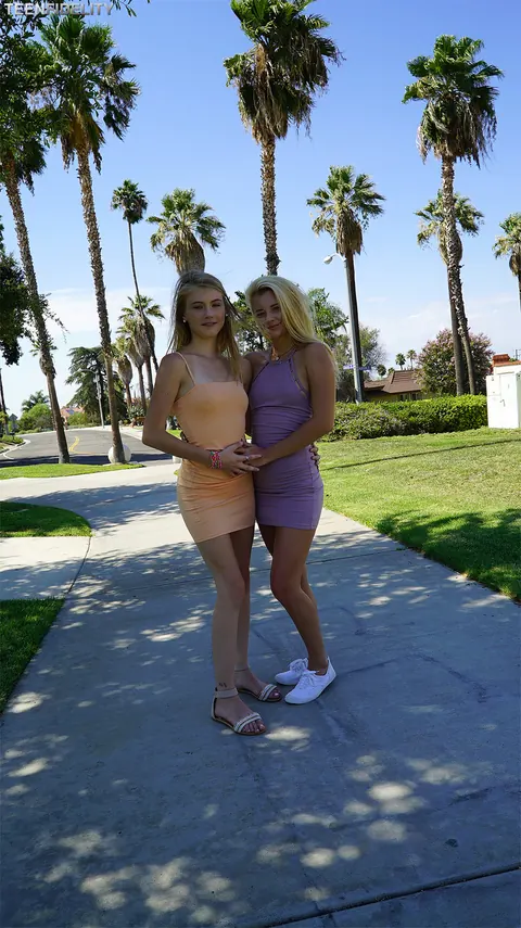 Hannah Hays & Riley Star: Tattooed Blondes Kiss in Tight Dresses Outdoors – photo 12 of 19