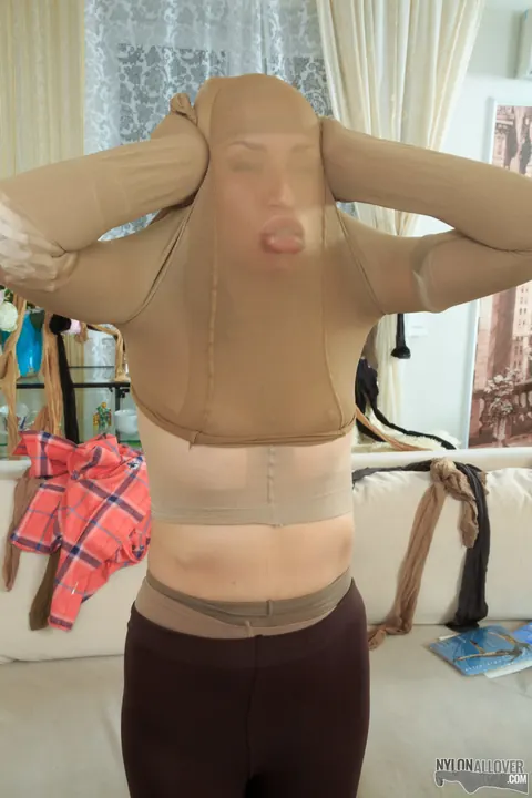 Brunette in Pantyhose Plays with Strapon and Spreads for Fetish Set – photo 10 of 16
