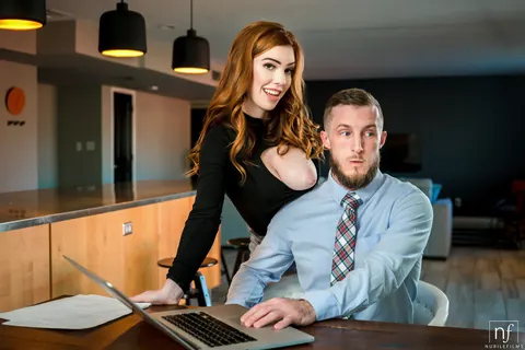 Nala Brooks: Busty Redhead MILF Spreads Her Legs and Fucks on the Sofa – photo 5 of 21