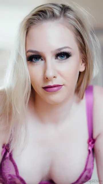 Blonde with Enhanced Tits Gives a Blowjob and Rides Cowgirl in the Bedroom
