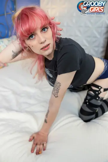 Trans Woman Masturbates with a Dildo and Cums in Her Mouth