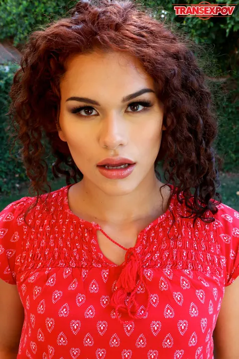 Curly-Haired Babe and Trans Woman Pull Panties Aside – photo 5 of 16