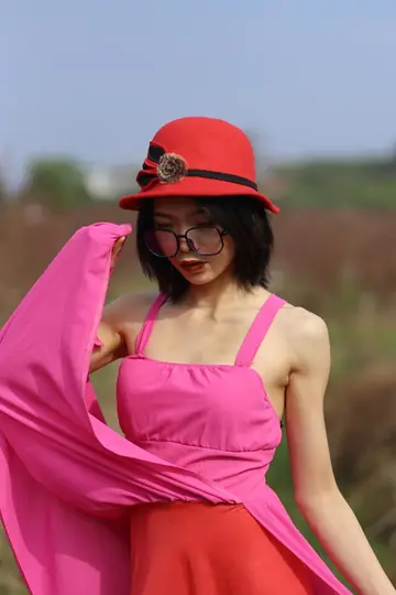 Skinny Woman in Glasses Poses Nude Outdoors