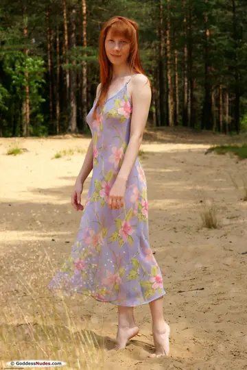 Tall Redhead PAWG Strips Out of Her Dress Outdoors
