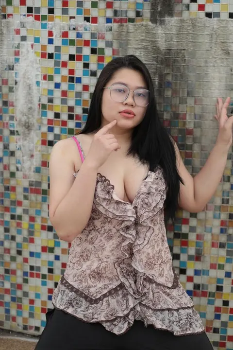 Asian MILF in Glasses Flashes Her Big Tits in Public – photo 17 of 20
