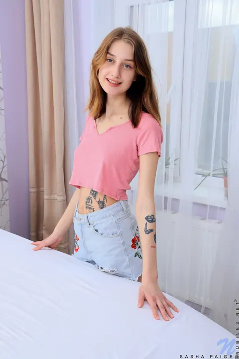 Sasha Paige: Slim Tattooed Brunette in Panties Masturbates with a Toy – photo 1 of 16