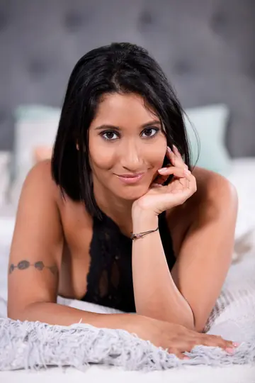 Colombian Brunette in a Bodysuit Strips Nude for Glamour Set