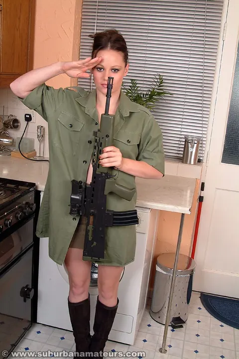 Sasha Paris: Thick British Brunette Sheds Her Uniform and Masturbates in the Kitchen – photo 1 of 21