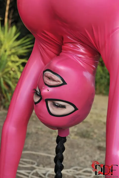 Latex Lucy: Brunette MILF in Latex Sucks Cock Deep While Bound – photo 12 of 21