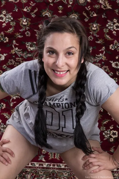 Betty Green: Dutch Brunette in Socks Spreads Her Hairy Pussy – photo 2 of 18