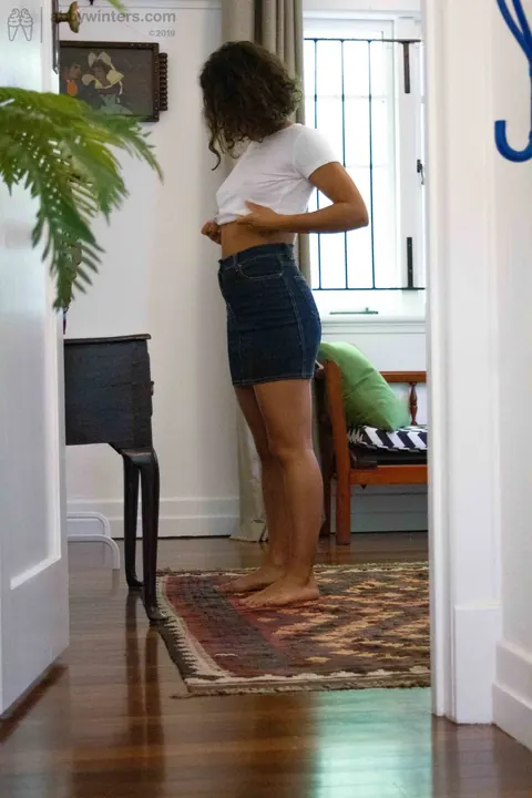 Slim Australian Brunette Shows Her Ass in Shorts – photo 18 of 21