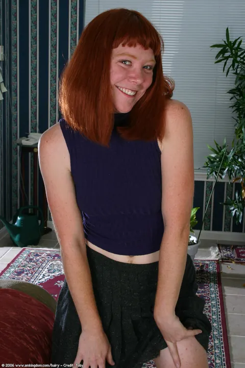 Pale Redhead Spreads Her Hairy Pussy Outdoors – photo 1 of 21