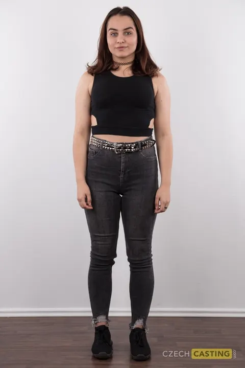 Curvy European Brunette Strips Out of Her Jeans and Spreads – photo 2 of 20