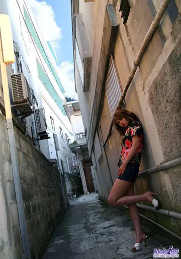 Nao Yoshizaki – Japanese Brunette in Heels Bares Her Big Natural Tits on the Beach