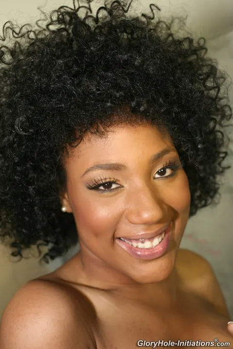 Daiquiri Divine: Ebony Babe with Big Tits Gives Gloryhole Blowjob and Handjob – photo 20 of 20