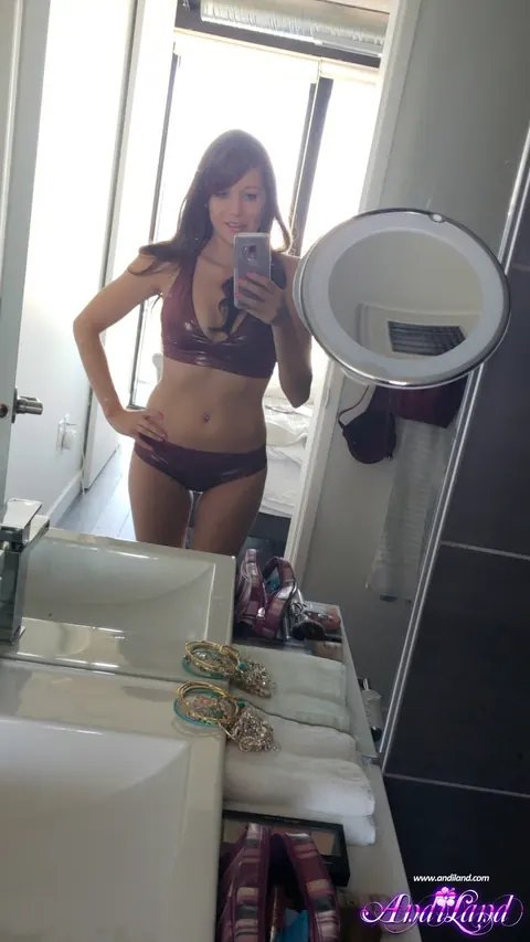 Andi Land: Brunette PAWG Poses in Lingerie and Bikini Outdoors – photo 2 of 15