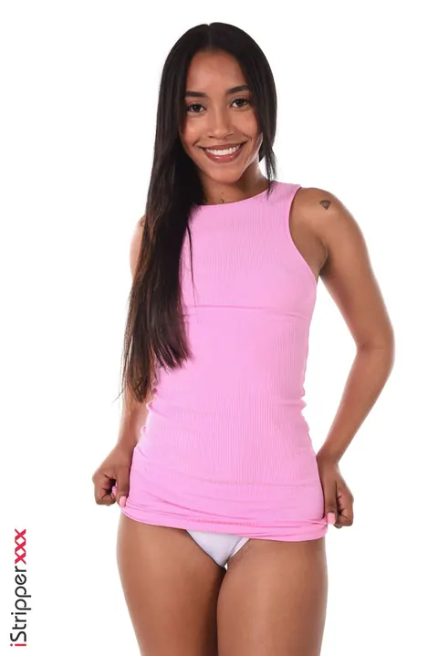 Linda Baker: Latina Brunette Strips Out of Her Skirt for Dildo Play – photo 4 of 15