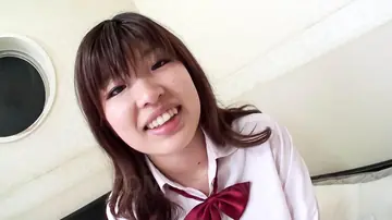 Asian Brunette Sucks Cock and Masturbates in Her Skirt