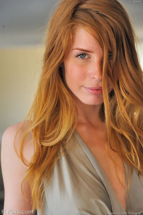 Bethanie Skye: Redhead with Big Natural Tits Fingers Her Shaved Pussy Outdoors – photo 14 of 15