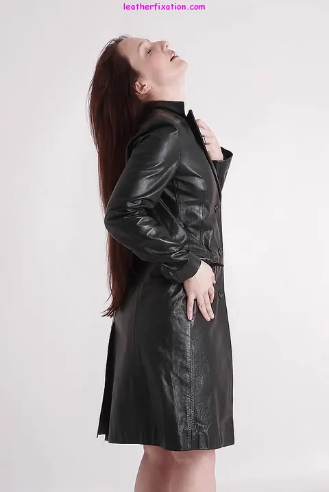 Woman Drops Her Leather Overcoat and Spreads in Heels – photo 2 of 16
