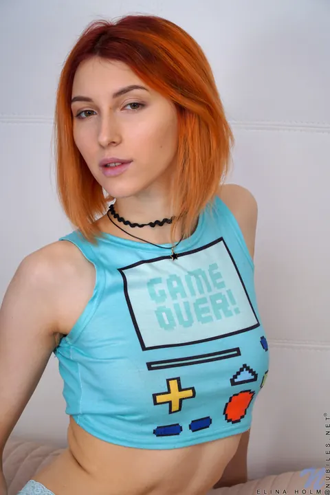 Elin Dane: Petite Redhead Undresses and Gapes Her Pussy Wide – photo 1 of 21
