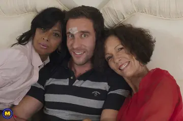 Short-Haired European Housewife and British MILF Share a Gigolo