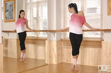 European Brunette Shows Her Big Natural Tits and Flexes Her Feet