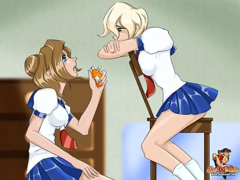 Busty Trans Women Peg Each Other and Cum Together – photo 2 of 12