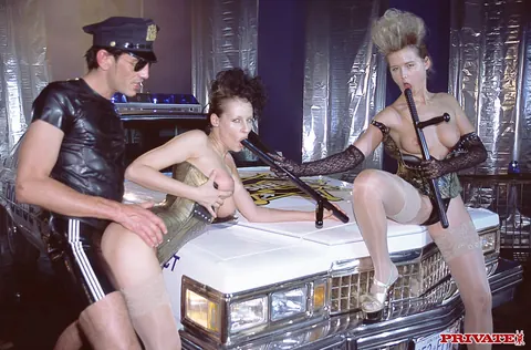 Michelle Wild: Tall Brunette MILF in Stockings Has Bound Threesome in the Car – photo 15 of 18