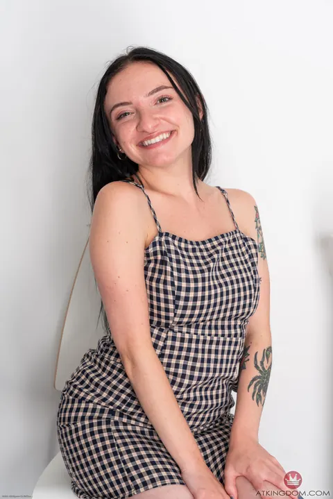 Leia Rae: Pale Petite Brunette Shows Her Hairy Pussy and Tattoo – photo 2 of 21