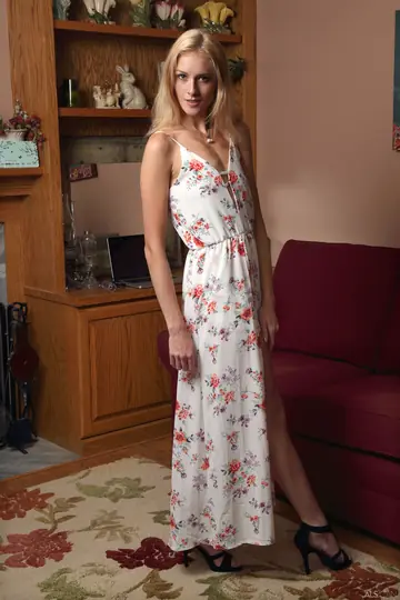 Tall Slim Blonde Lifts Her Skirt and Masturbates with a Dildo Outdoors