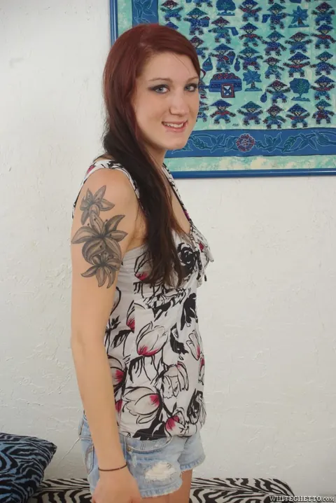 Madison Lace: Tattooed Redhead in Lingerie Fucks a Black Man with a Strap-On – photo 5 of 17