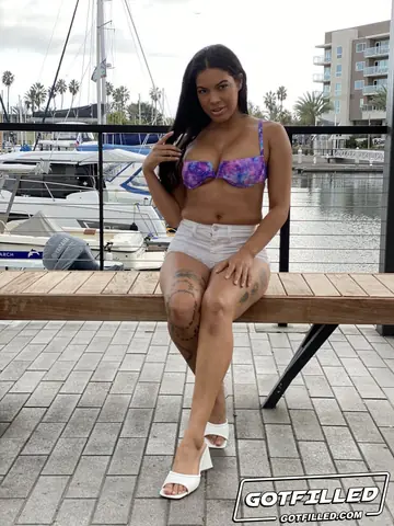 Maya Farrell – Busty Latina in Lingerie and Shorts Spreads and Takes a Creampie
