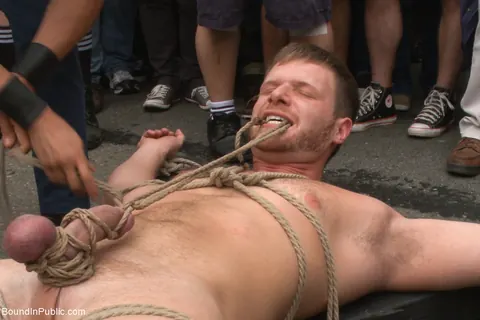 Two Naked Men Bound and Restrained in Public – photo 4 of 21