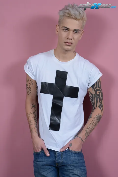 Tattooed Blonde Twink Flaunts His Body and Hard Cock – photo 1 of 21