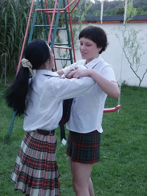 Bound Brunette Gets Stripped and Eaten Out by Her Girlfriend Outdoors – photo 6 of 21