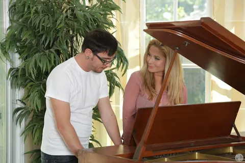 Patricia Price: Busty Blonde MILF in Glasses and Heels Sucks Cock After Piano Lesson – photo 2 of 20
