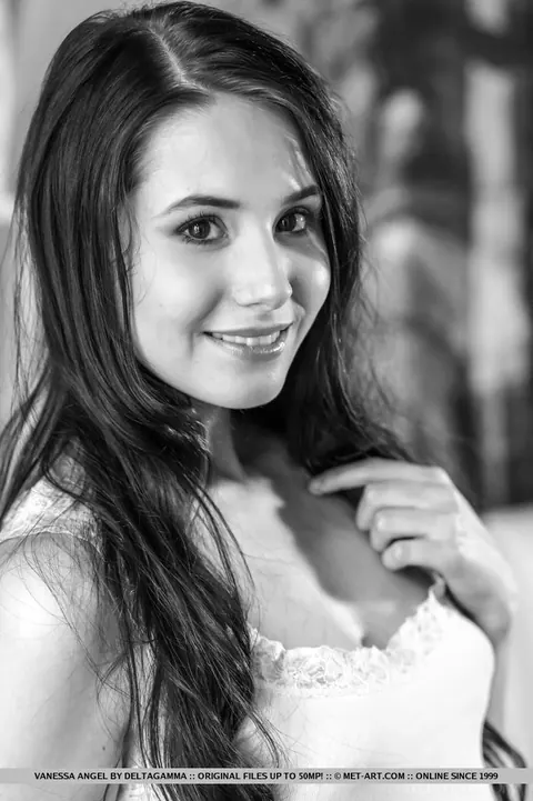 Vanessa Angel: Petite Brunette MILF Slips Off Her Panties and Fingers Her Shaved Pussy – photo 10 of 18