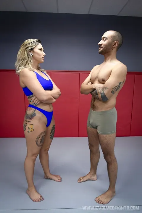 Red August: Busty Blonde Wrestles Black Man in a Bikini Then Fucks – photo 5 of 21