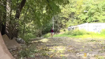 European PAWG Hikes Skirt and Squats Outdoors