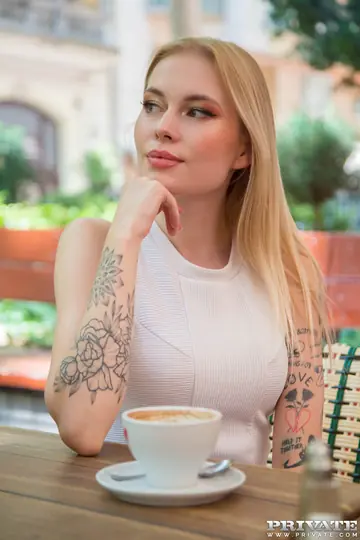 Cherry Kiss – Tattooed Blonde in a Skirt Takes Anal and a Facial