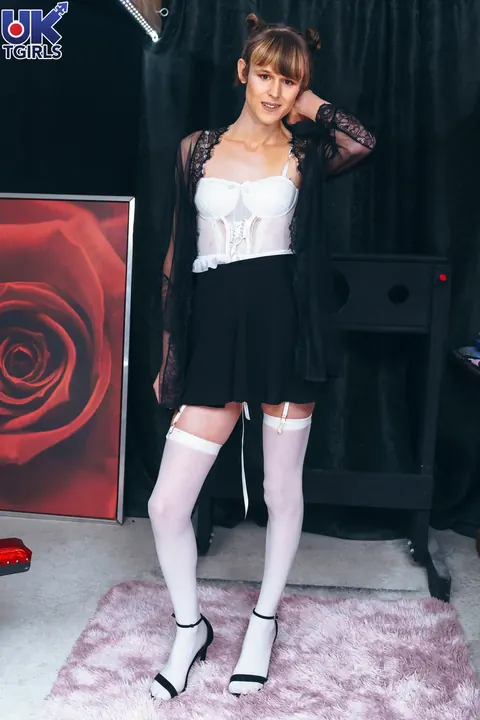 Trans Woman in Lingerie Plays with a Dildo – photo 1 of 16