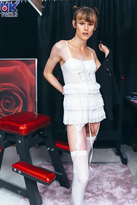 Trans Woman in Lingerie Plays with a Dildo – photo 4 of 16