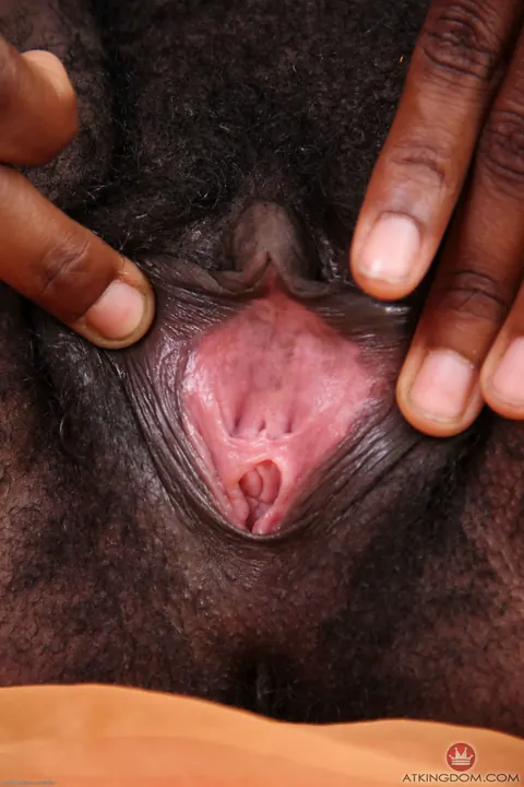 Slim Ebony Babe with Short Hair Spreads Her Hairy Pussy – photo 13 of 21